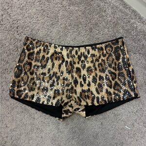 Leopard Print Sequin Women micro Shorts